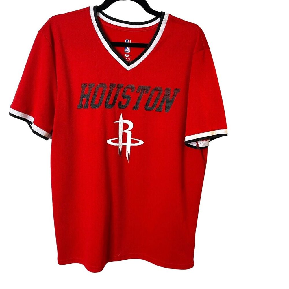 Houston Rockets Short Sleeve V Neck Shirt Red Men's L NBA Official Merchandise